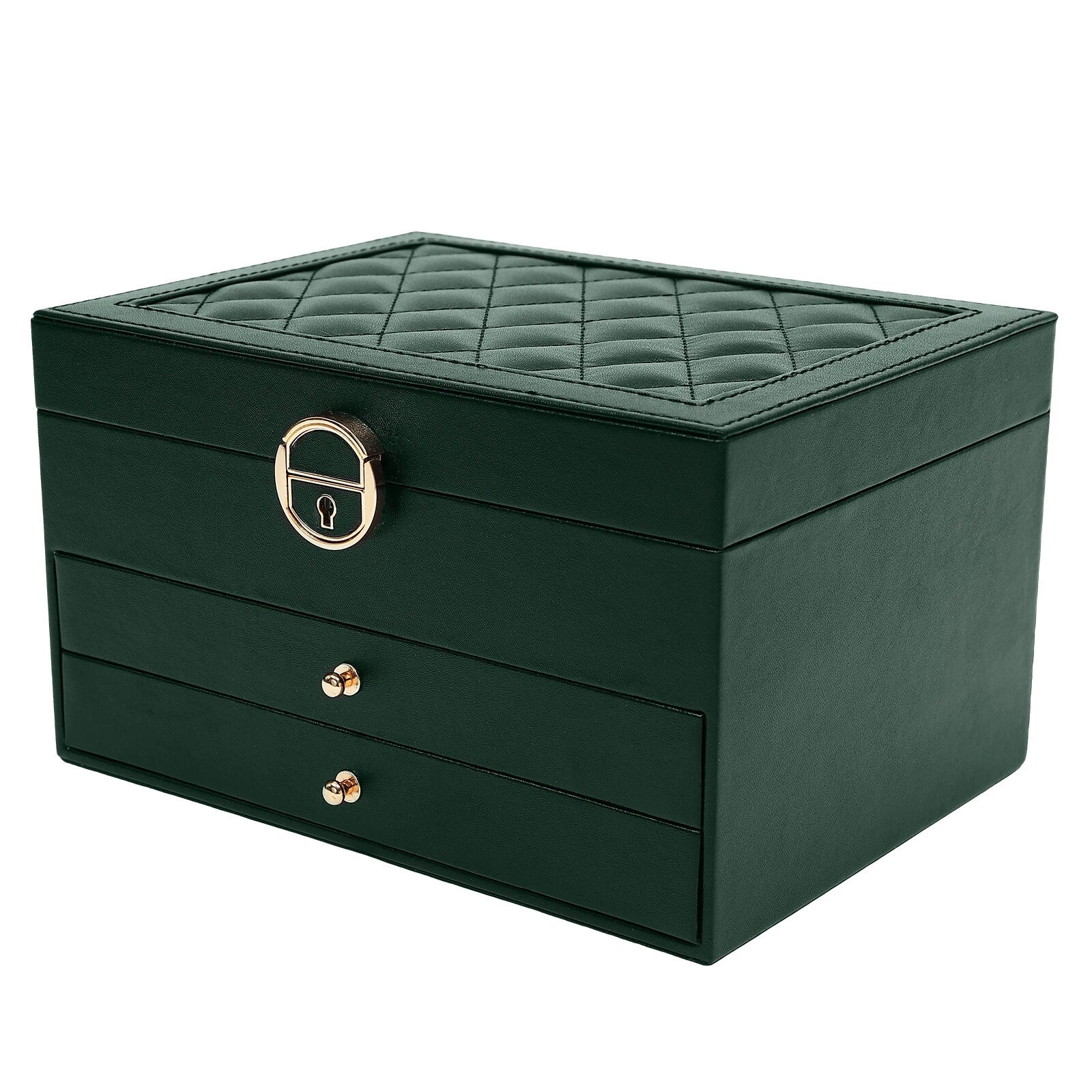 3-Tier 9*6.7*5.3" Green PU Jewelry Organizer Watch Holder Display Case W/ Drawer | eBay