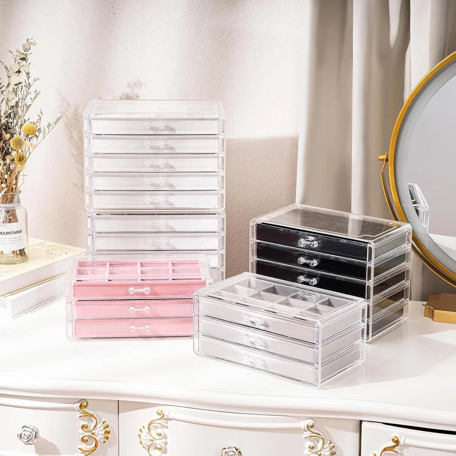 Freestanding Jewelry Storage Box with 5 Velvet Drawers - Elegant & Functional | eBay