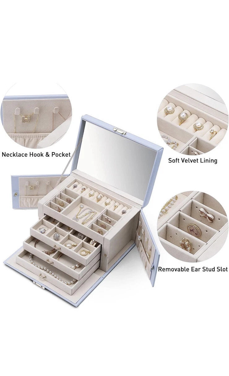 Blando Vlando Velvet Jewelry Organizer. Large Leather Jewelry Storage Box. | eBay