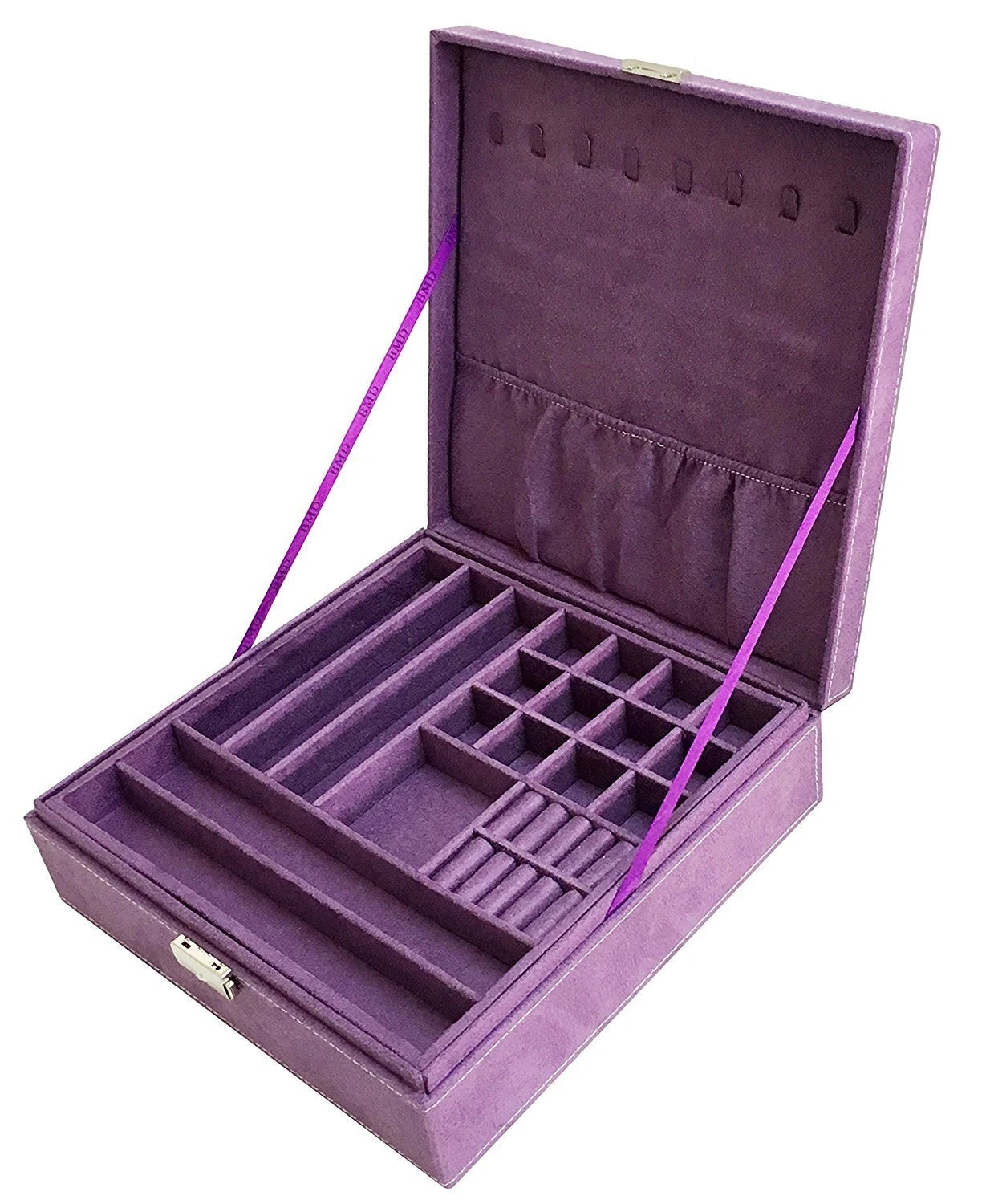 Sodynee Purple Two-Layer Lint Jewelry Box Organizer Display Storage Case | eBay
