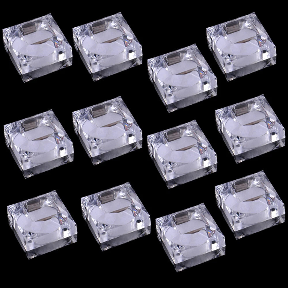 12 Pcs Clear Crystal Ring Gift Boxes Earrings Jewelry Storage White Box | eBay