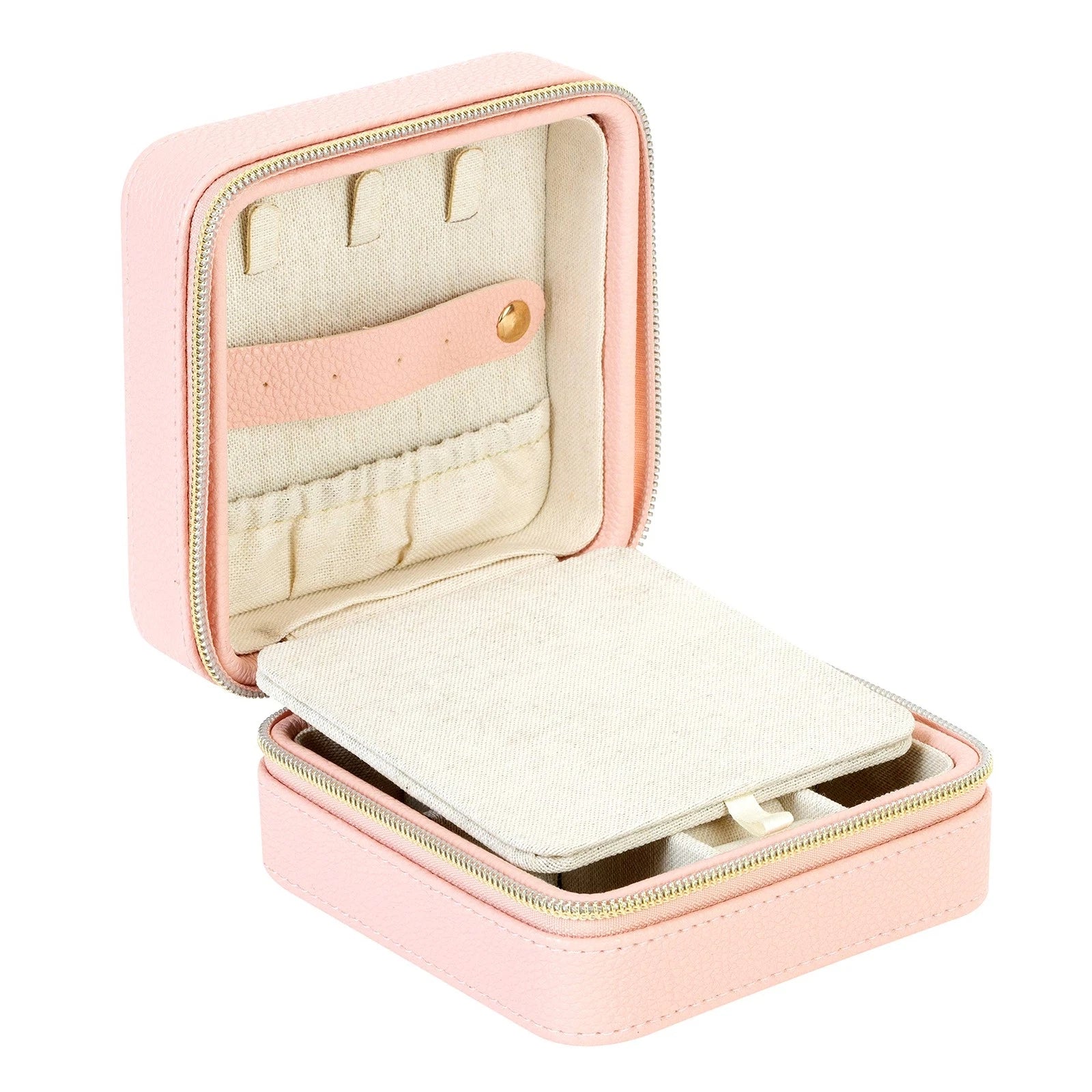 Faux Leather Travel Jewelry Box Organizer Zippered Storage Case, Good for Rin... | eBay