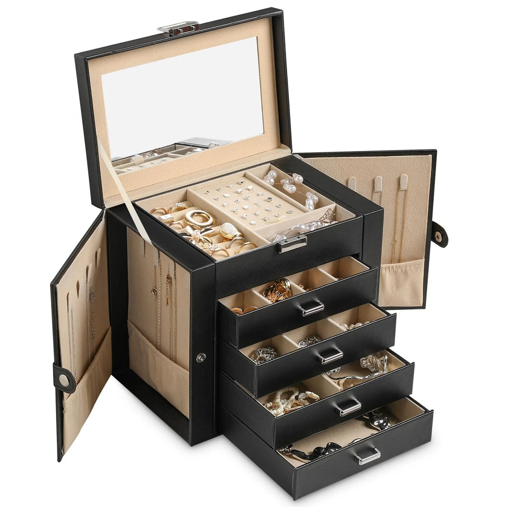 5-layer Jewelry Box,Faux Leather Jewelry Organizer with 4 Drawers,Jewelry Org... | eBay