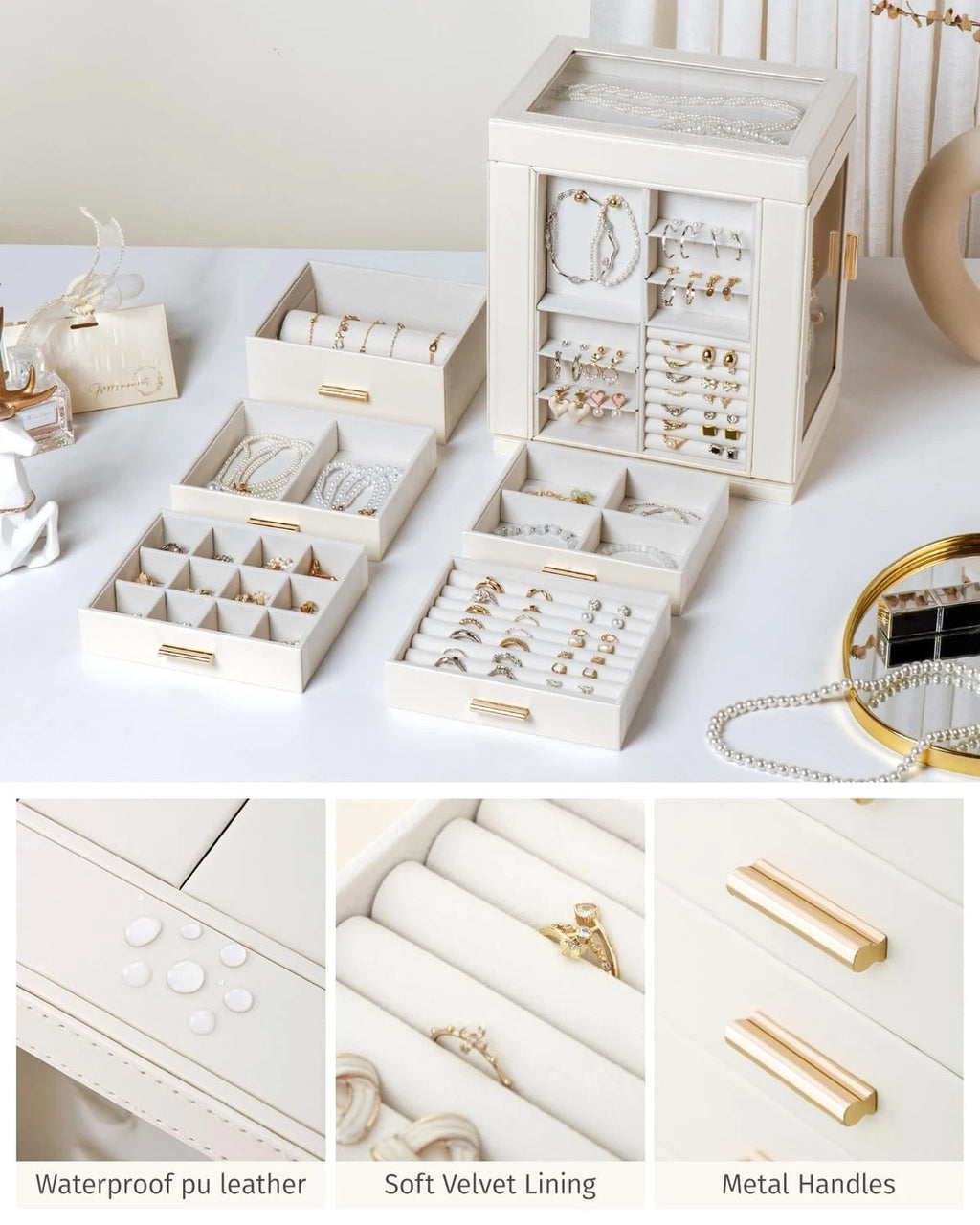 CASEGRACE Jewelry Box 360° Rotating, 6-Tier Organizer Open Design Large Ver | eBay