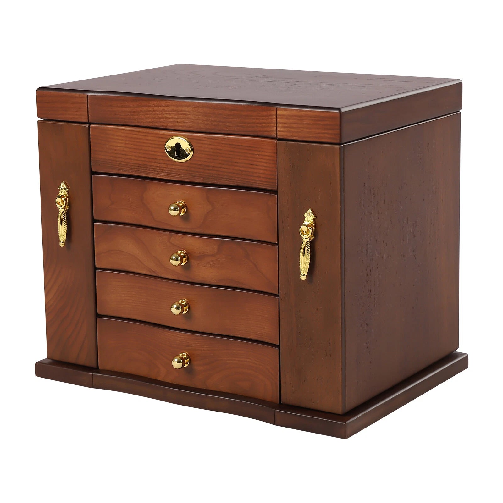 Wooden Large 4 Drawers 5 - Layer Jewelry Box Fit Wowen With Mirror Organizer Box | eBay