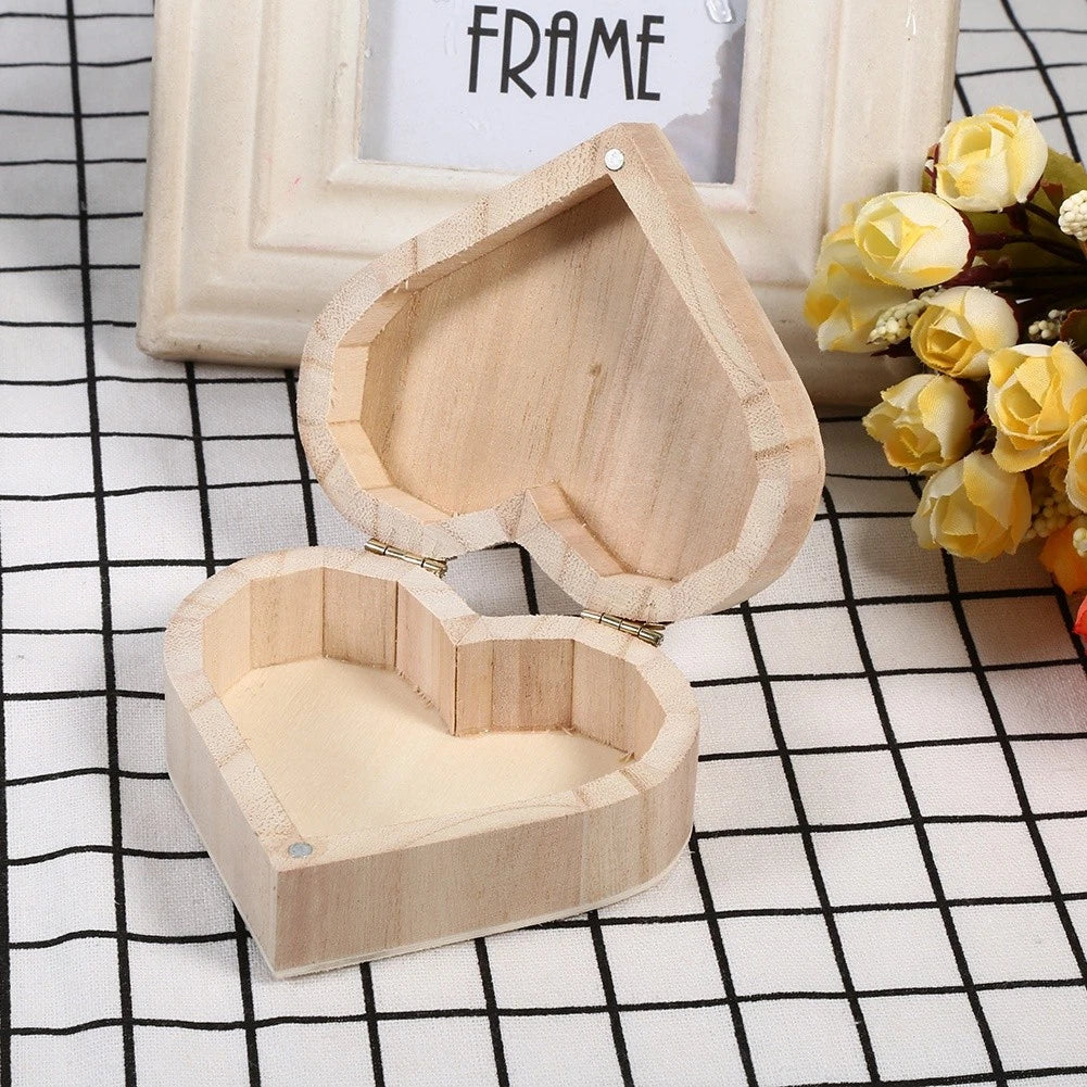 ⊹New Lovely Wooden Heart Shaped Jewelry Storage Box Packaging Carrying Case | eBay