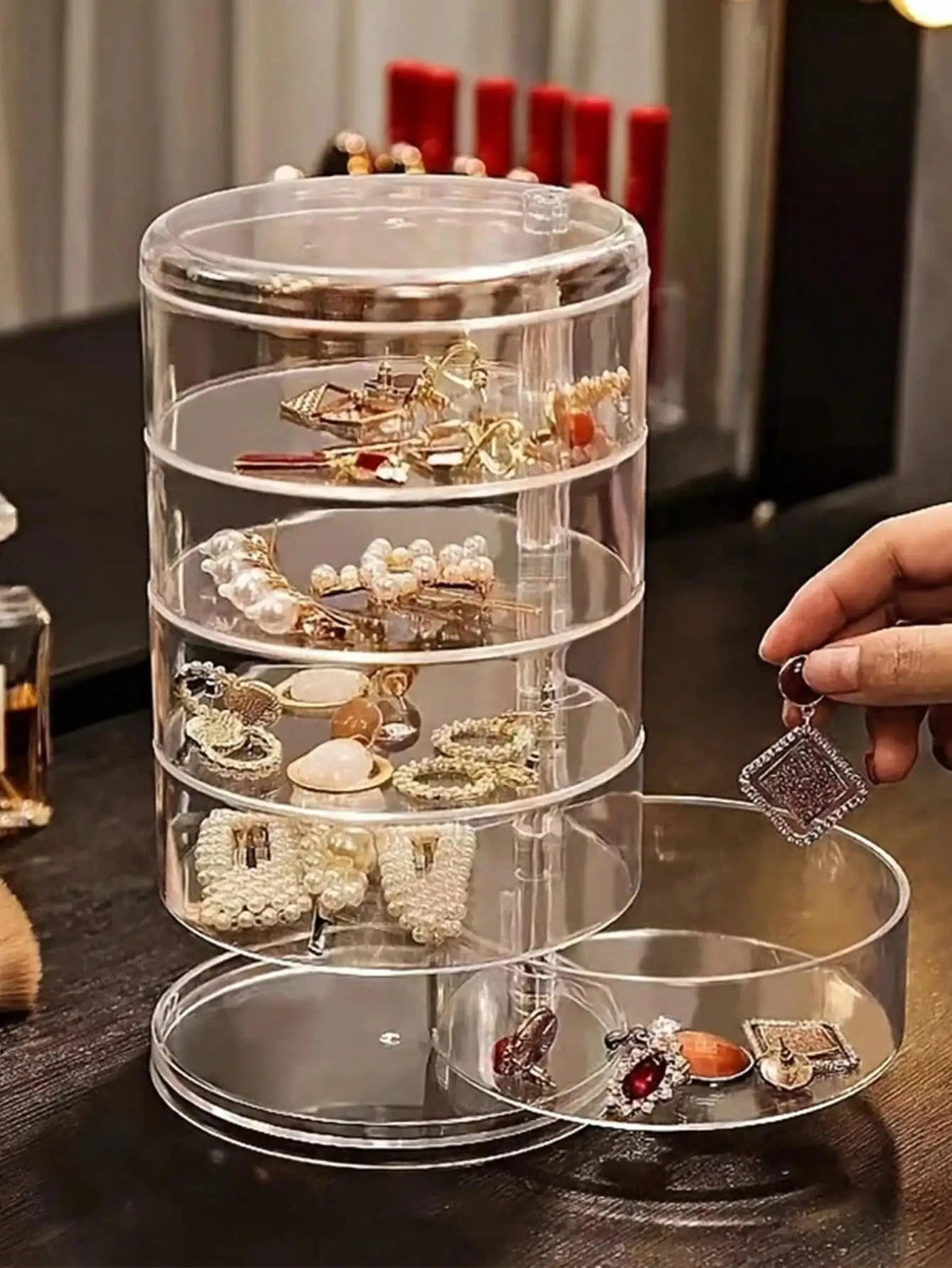 1pc Stylish & Large Capacity 3/4/5 Layers Rotating Jewelry Storage Box For | eBay