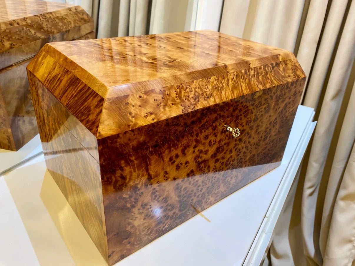 Big jewellery burl thuya Box lockable wooden burl Box organizer with key storage | eBay