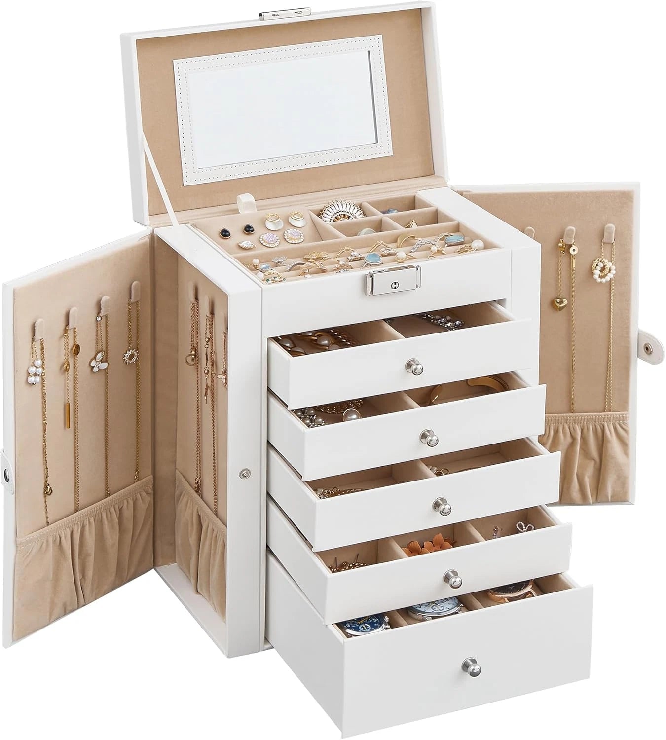 6 Tier Jewelry Box, Jewelry Storage Organizer with 5 Drawers, Large Storage Capa | eBay