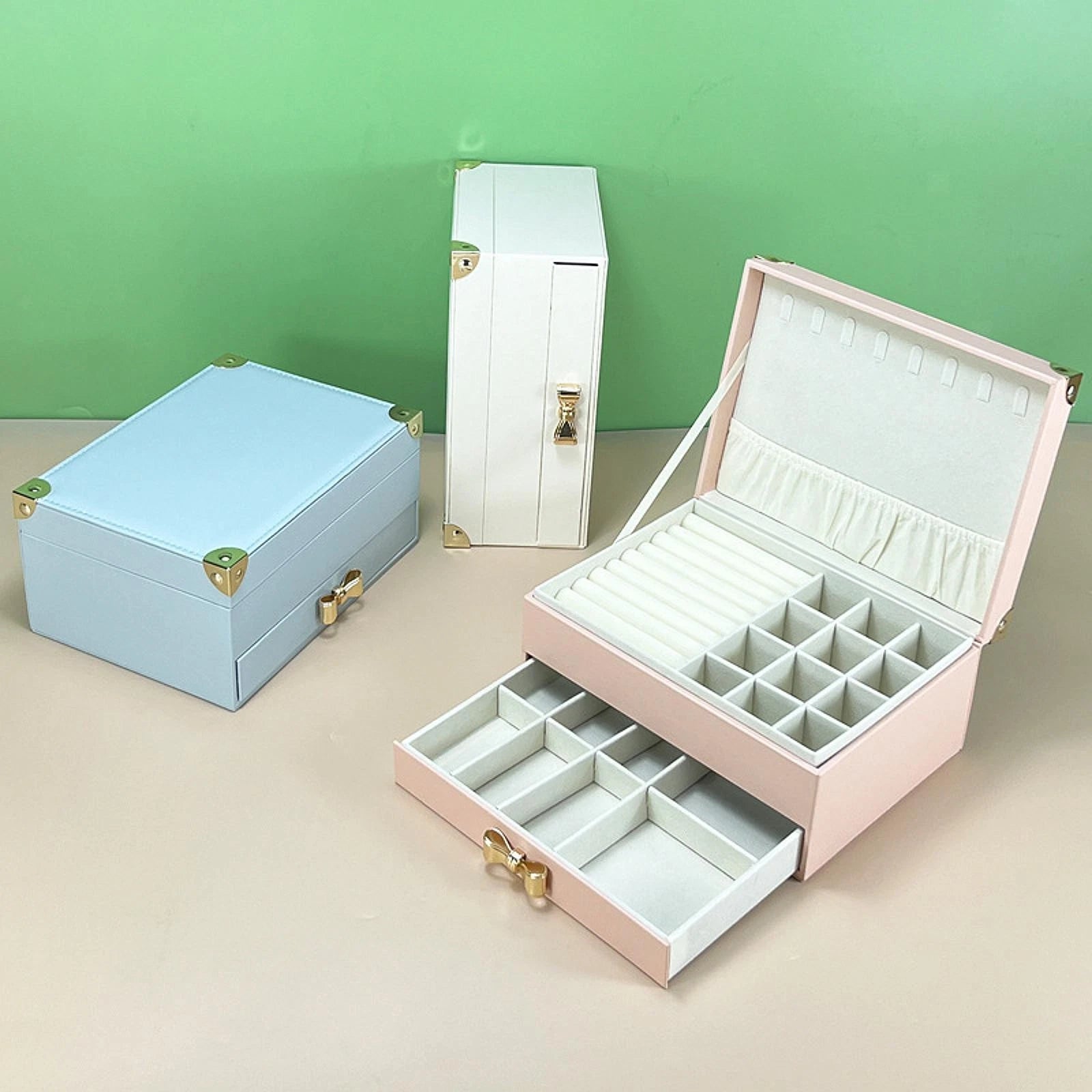 Jewelry Box Necklace Storage Organizer 2 Tier Women Rings Box Container Jewelry | eBay