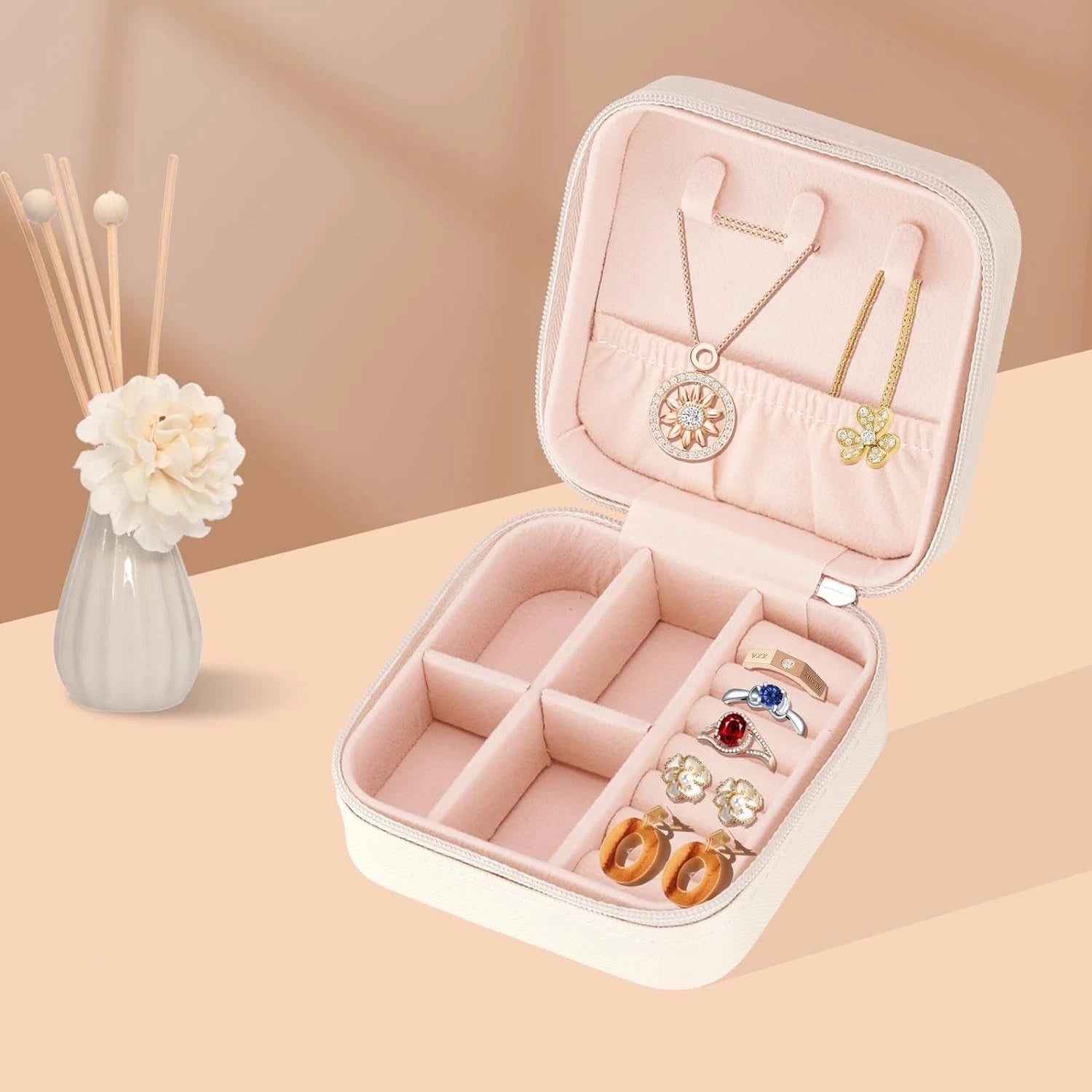 Sincerez Jewelry Box Small Portable Organizer for Rings Necklaces Black | eBay