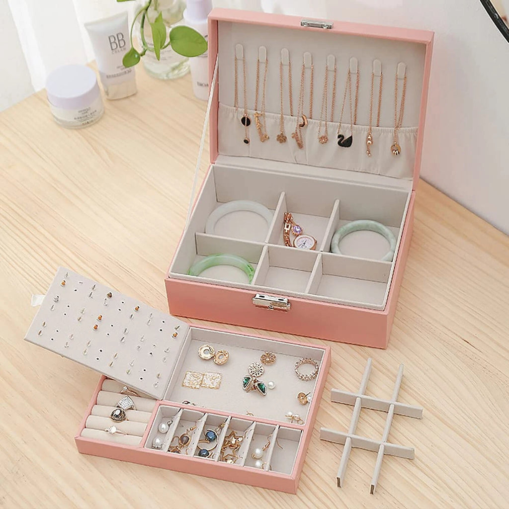 NuAngela Large Jewelry Box Organizer for Women Girls, 2 Layer Jewelry Storage... | eBay