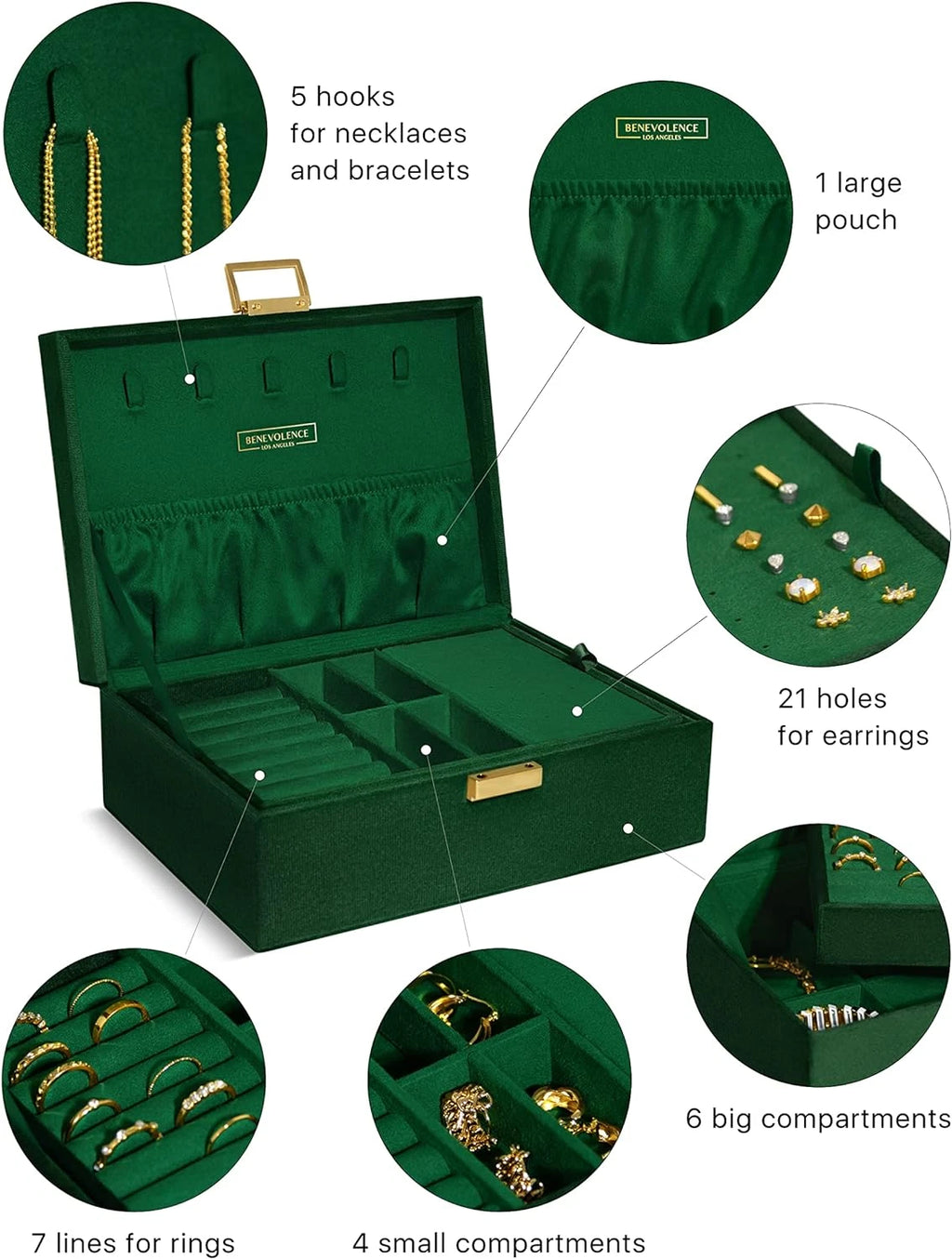 Large Jewelry Storage Box | Velvet Boxes for Women | Earring, Bracelets, Rings, | eBay