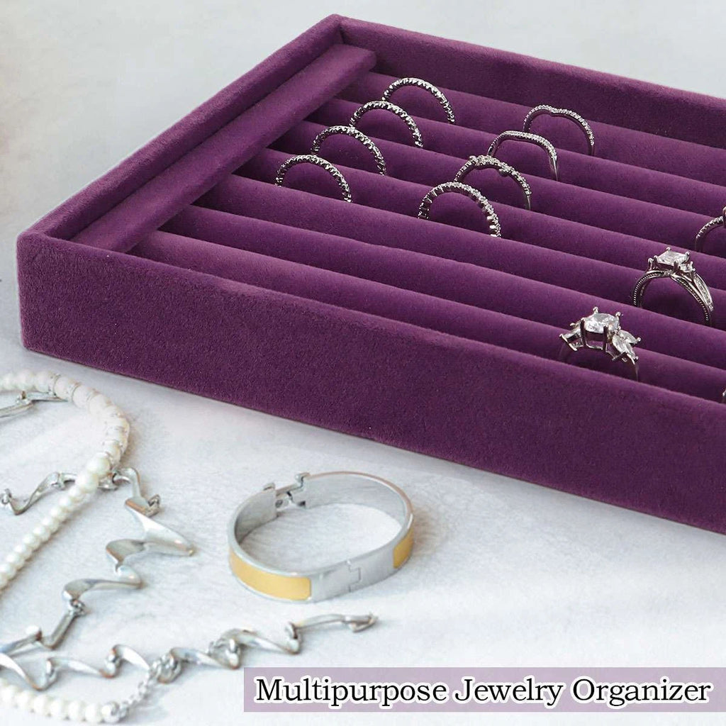 Velvet Jewelry Ring Display Organizer Tray Holder Box Earring Storage Case Slots | eBay