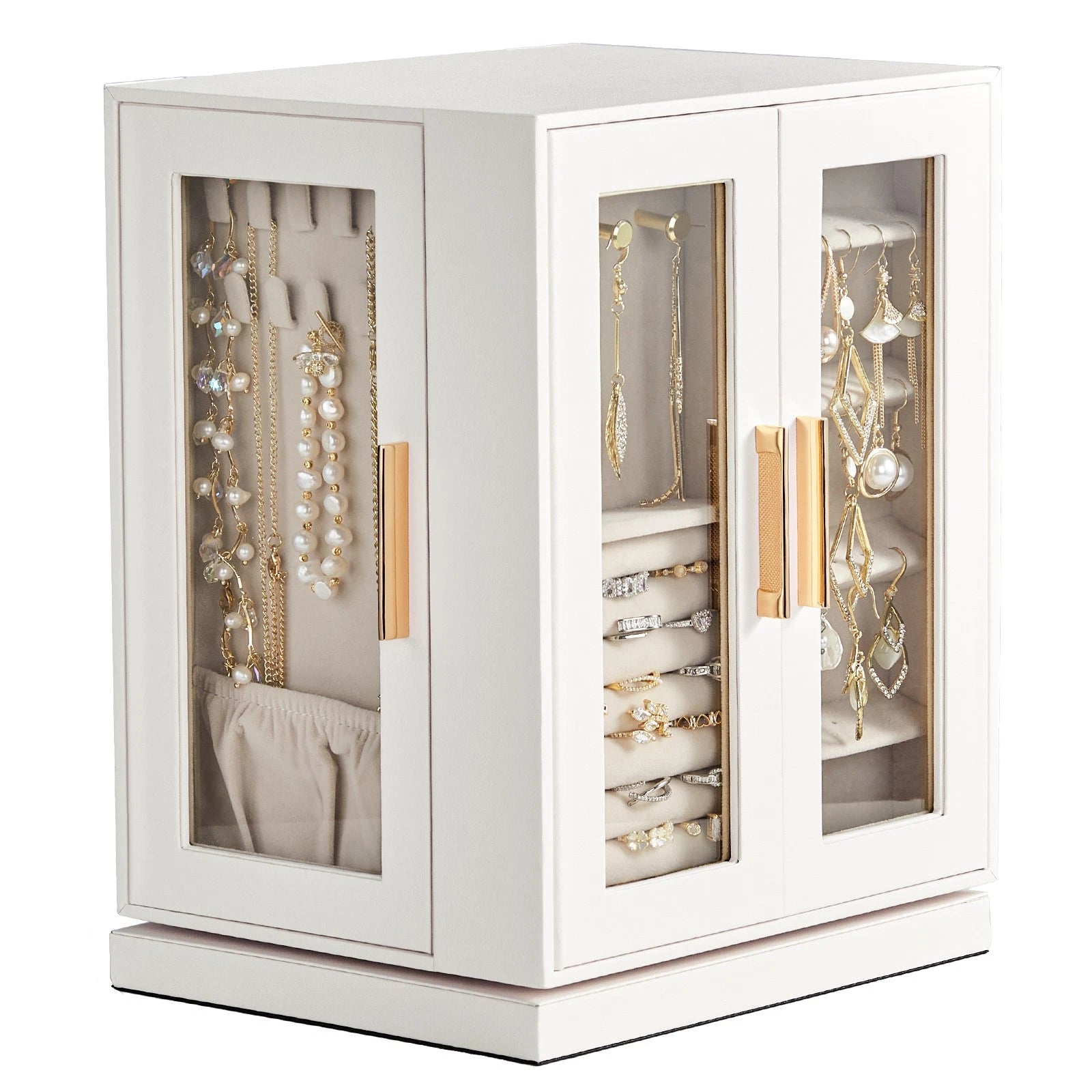 Velvet Jewelry Cabinet 360° Rotating Jewelry Box Large Storage Great Gift | eBay