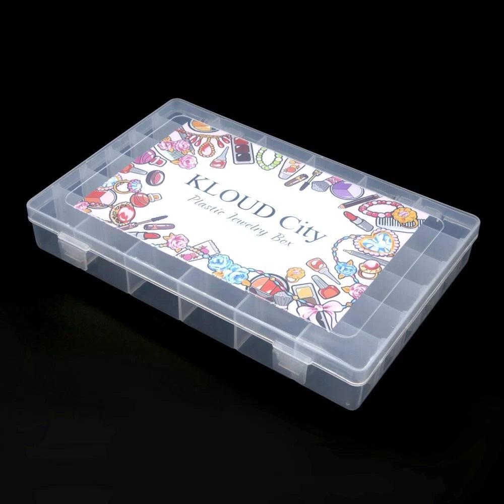 KLOUD City Clear Plastic Jewelry Box Organizer Storage Container with Adjusta... | eBay