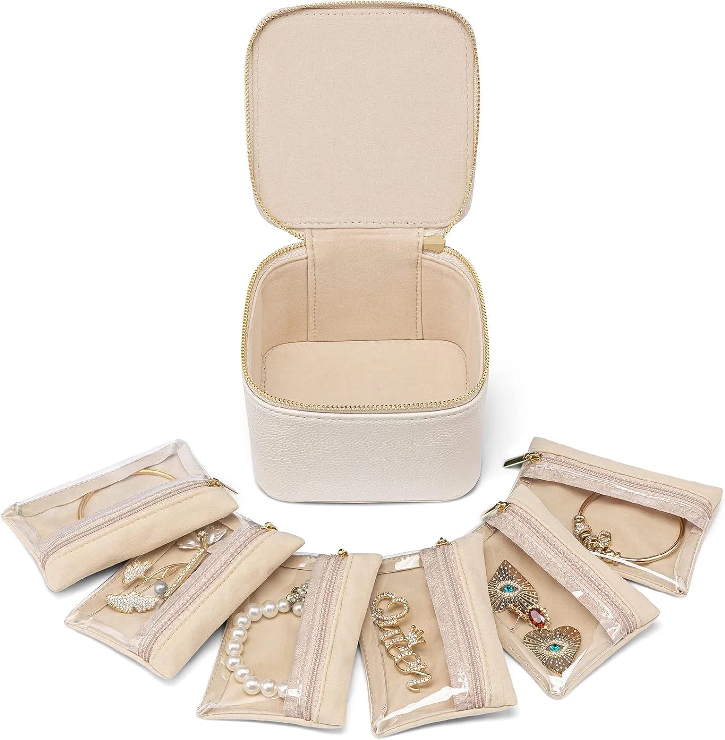 Small Jewelry Box Organizer,Travel Jewelry Storage with 6 Velvet Jewelry Zipper | eBay