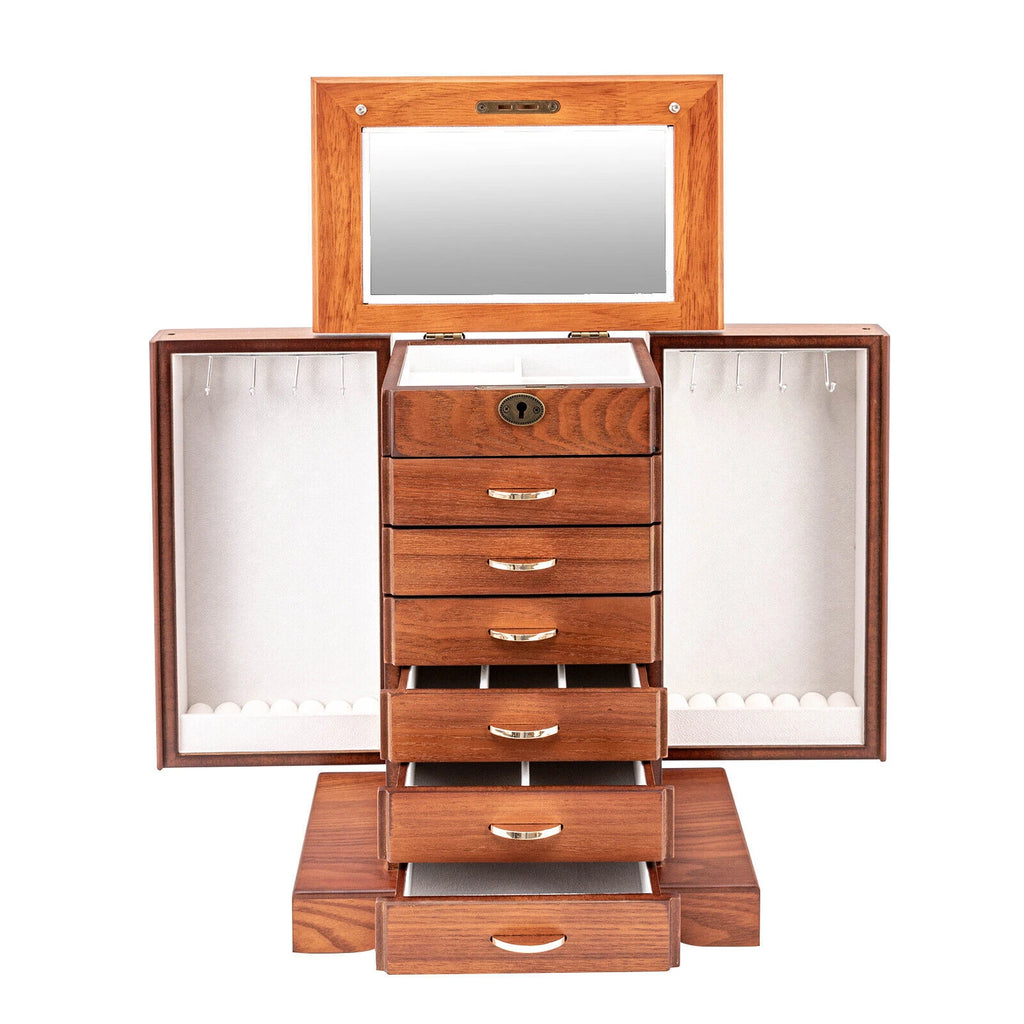 Wooden Jewelry Box Cabinet Storage Beauty 7 Drawers Case For Girls Gift New | eBay