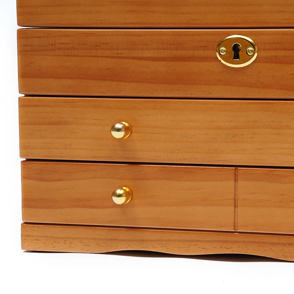 Large Wood Jewelry Boxes Wooden Storage Box without Mirror 3-Layer Lockable Desk | eBay