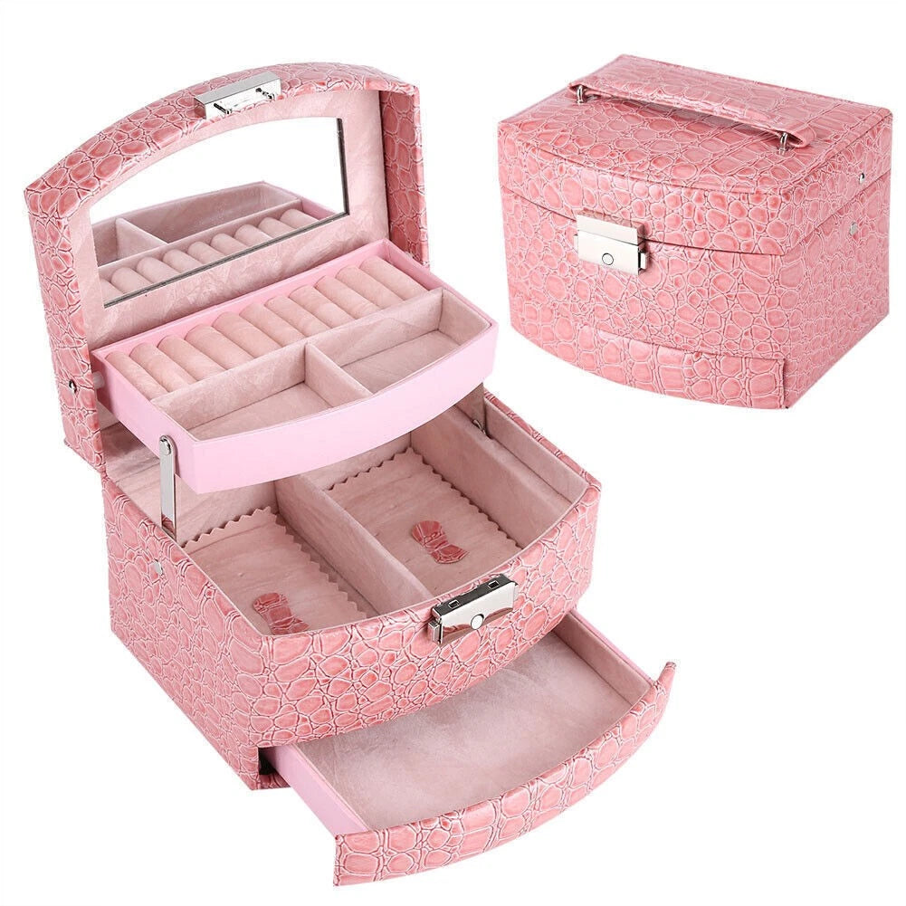 3 Layers Jewelry Necklace Ring Storage Box Case Lady Gift Home Supplies | eBay