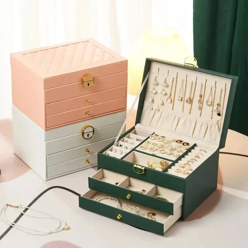 Large Capacity Jewelry Storage Box Necklace Earrings Bracelet Organizer Holder | eBay