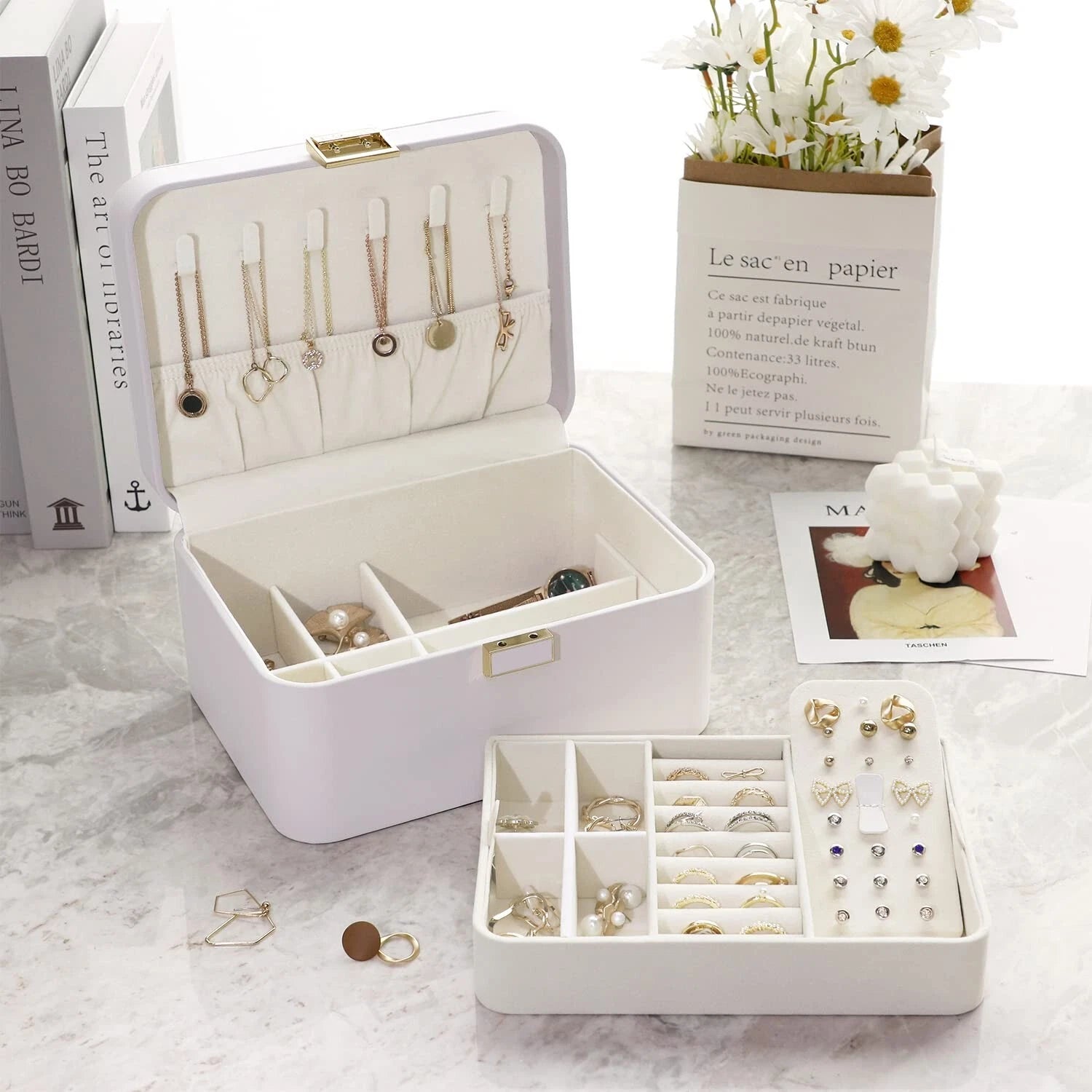 KAMIER Jewelry Box Organizer for Women,2 Layer Jewelry Organizer Boxes for Ea... | eBay