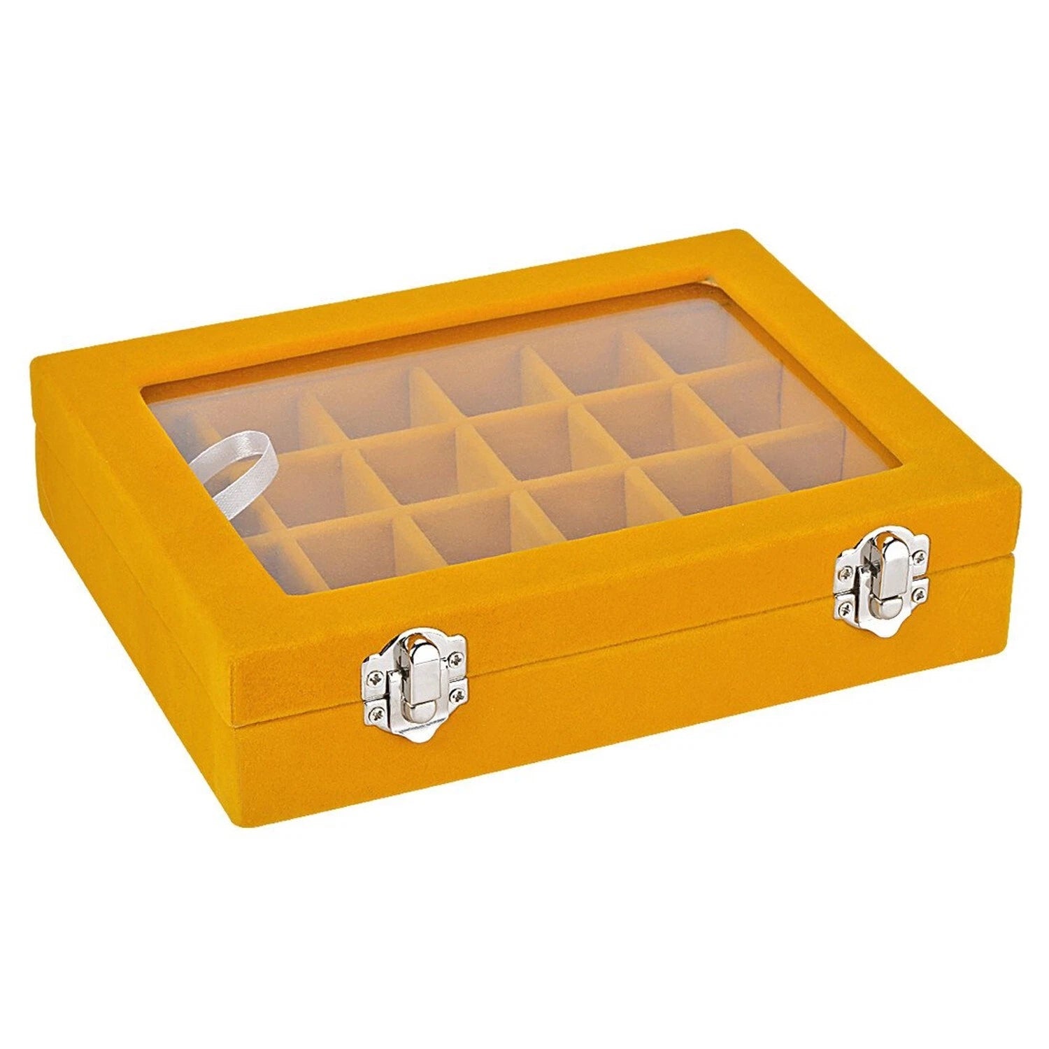 Velvet Glass Jewelry Ring Display Organiser Box Tray Holder Earrings Storage ... | eBay