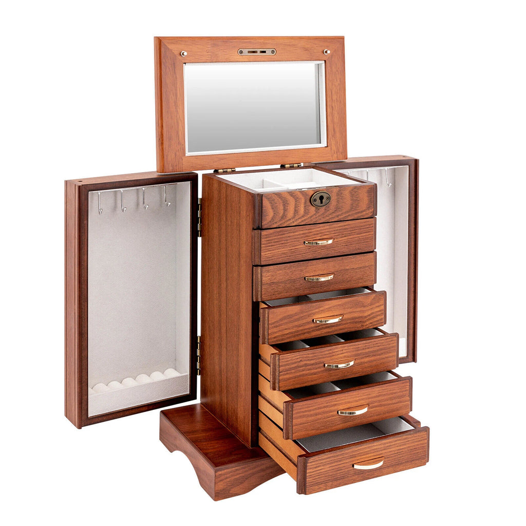 Wooden Jewelry Box Cabinet Storage Beauty 7 Drawers Case For Girls Gift New | eBay