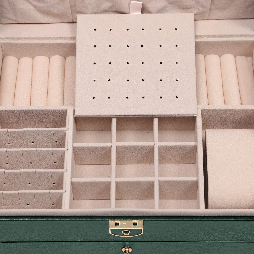 3-Tier 9*6.7*5.3" Green PU Jewelry Organizer Watch Holder Display Case W/ Drawer | eBay