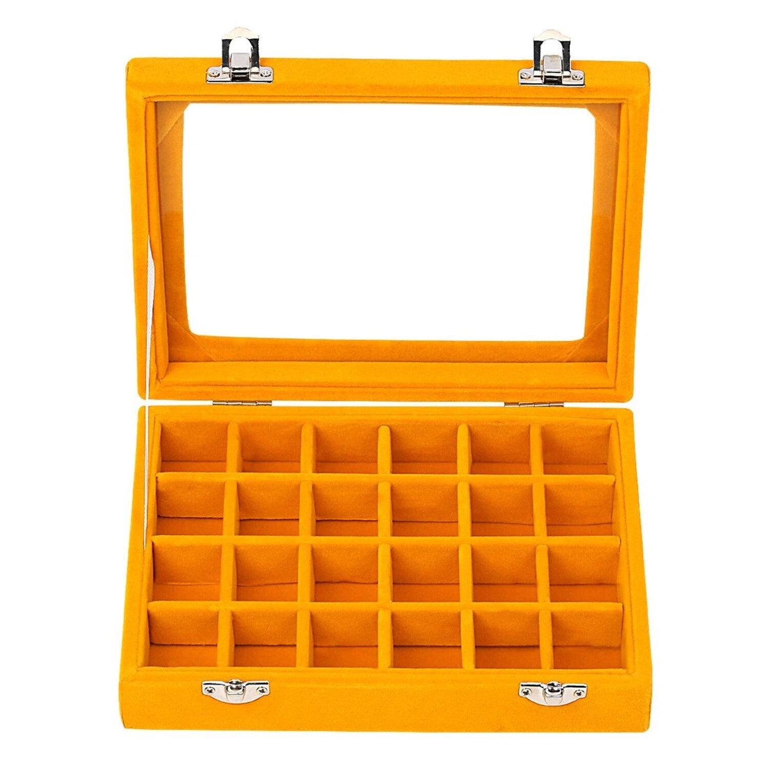 Velvet Glass Jewelry Ring Display Organiser Box Tray Holder Earrings Storage ... | eBay