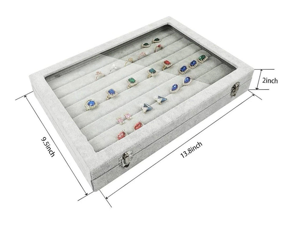 Ring Display Case with Clear Lid Ring Organizer 7 Slots Stud Earring Jewelry Box | eBay