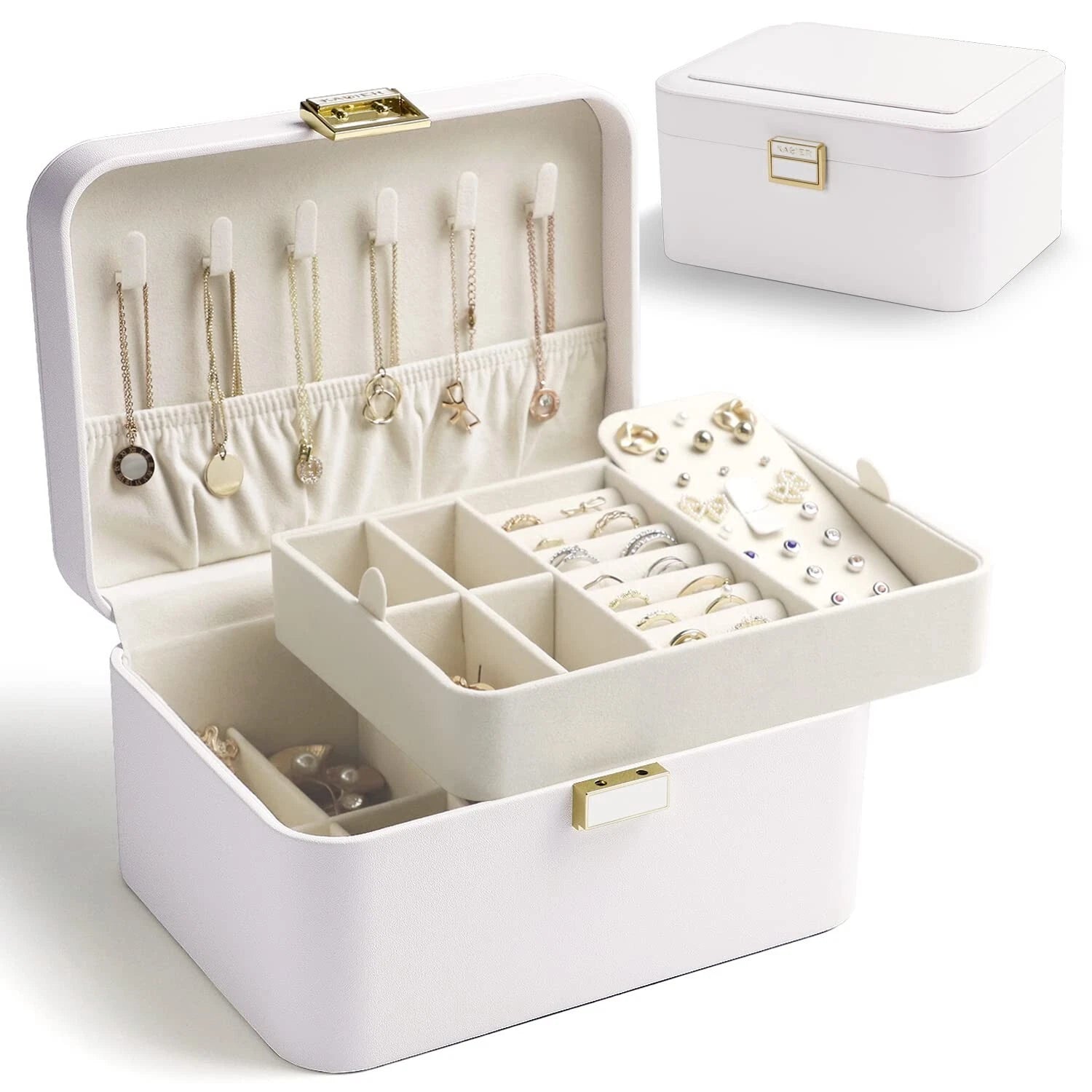 KAMIER Jewelry Box Organizer for Women,2 Layer Jewelry Organizer Boxes for Ea... | eBay