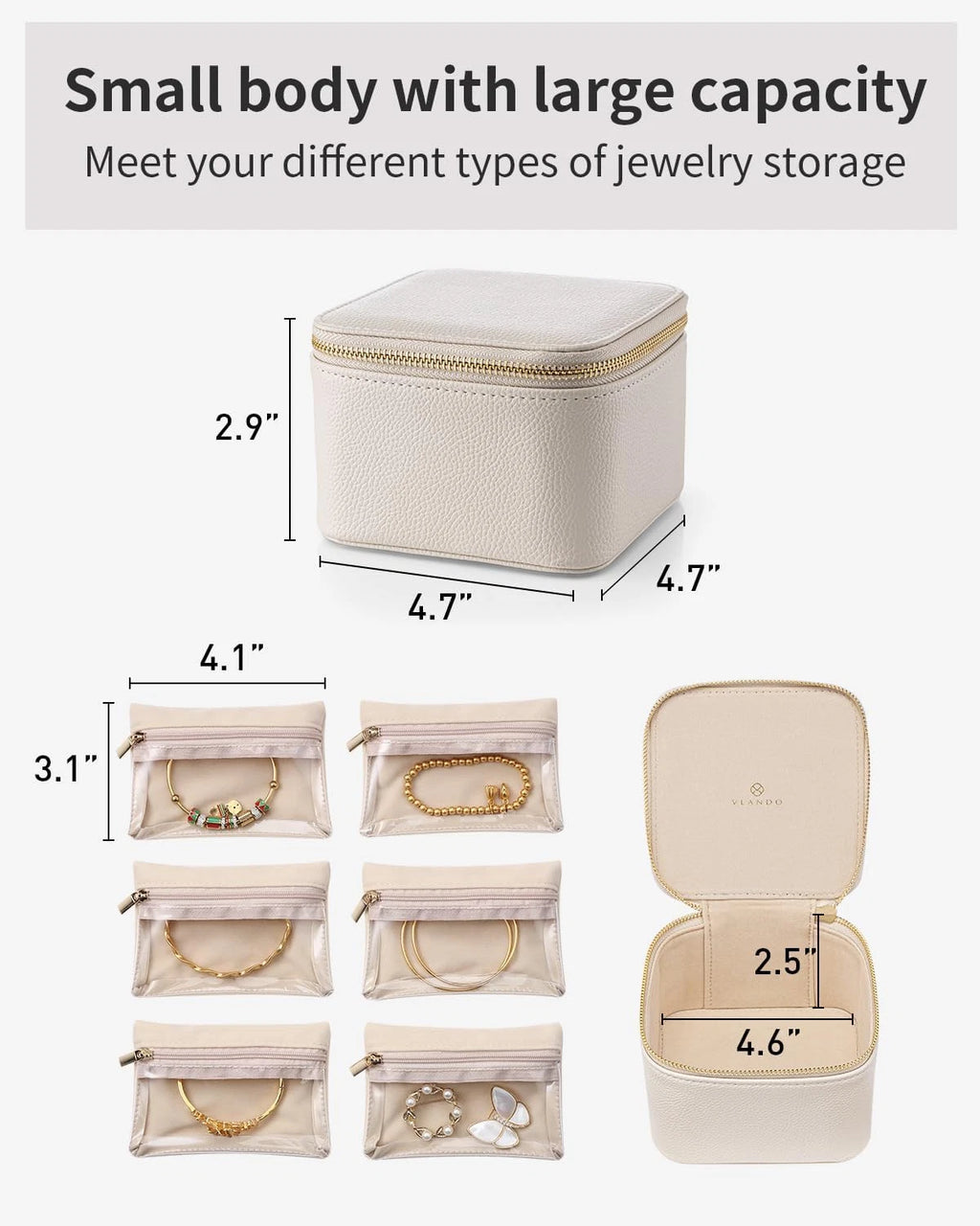 Small Jewelry Box Organizer,Travel Jewelry Storage with 6 Velvet Jewelry Zipper | eBay