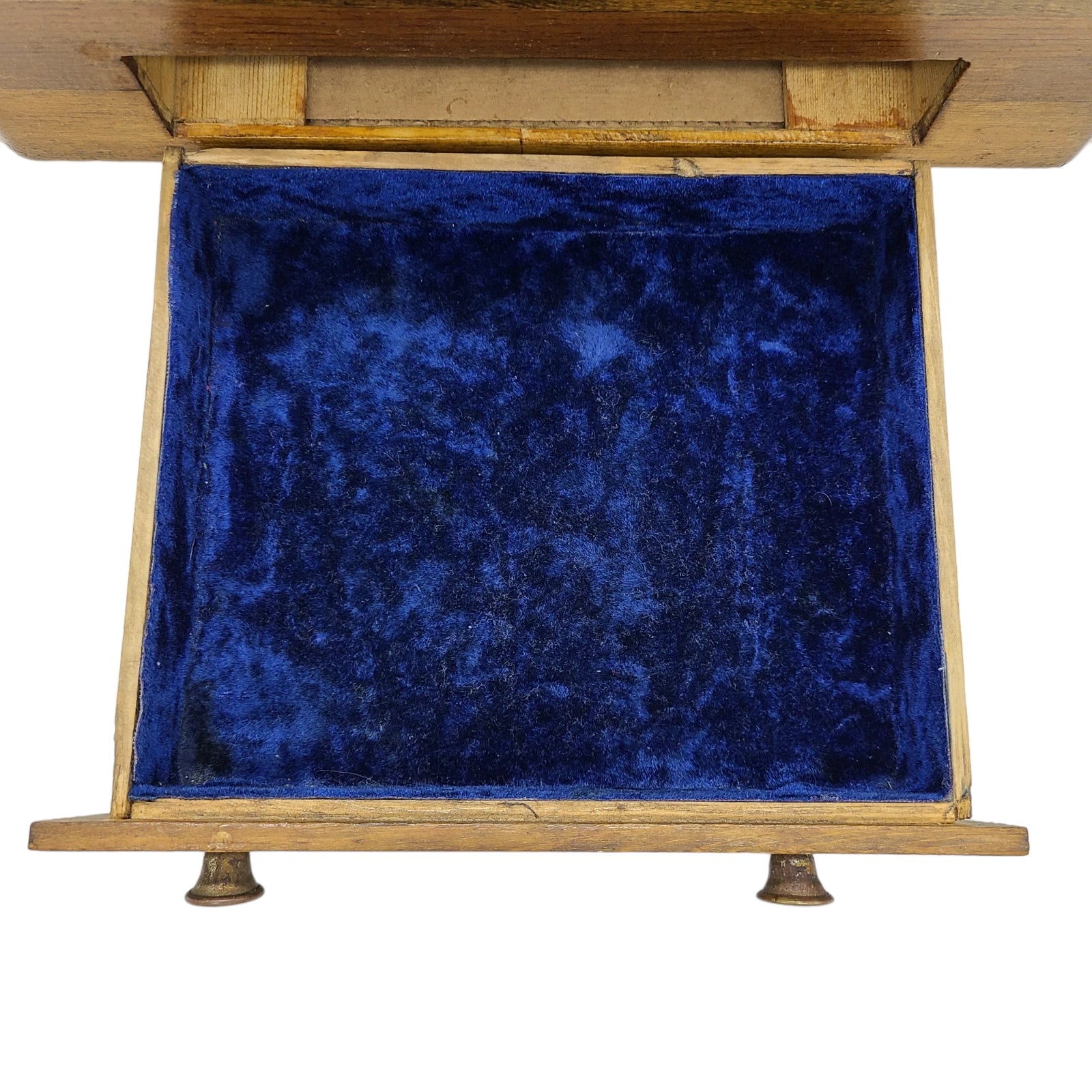 Vintage Handmade Light Brown Wooden 2 Drawer Jewelry Box With Blue Lining | eBay