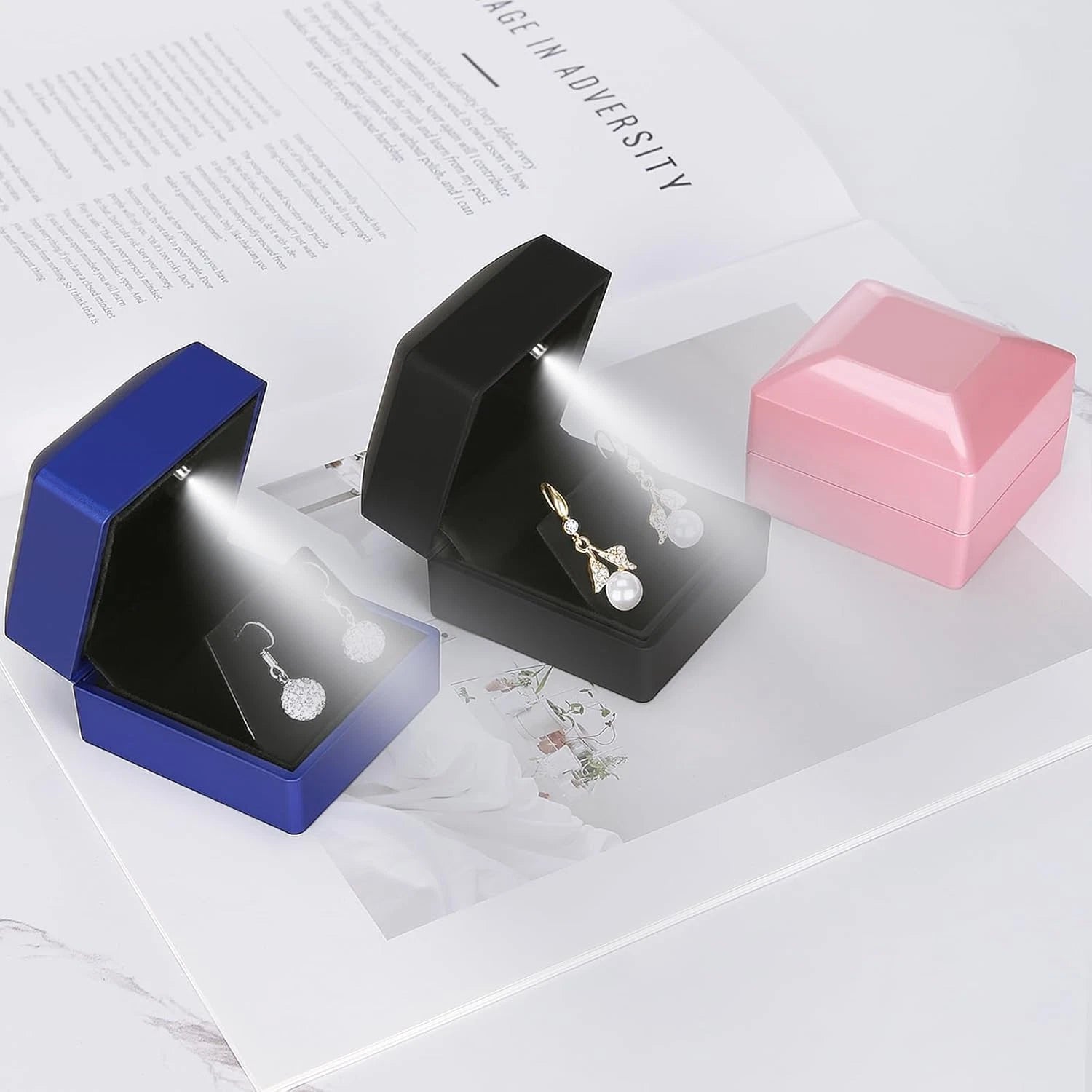 LED Stud Earring Jewelry Gift Box for Proposal, Wedding, Engagement，Birthday Lux | eBay