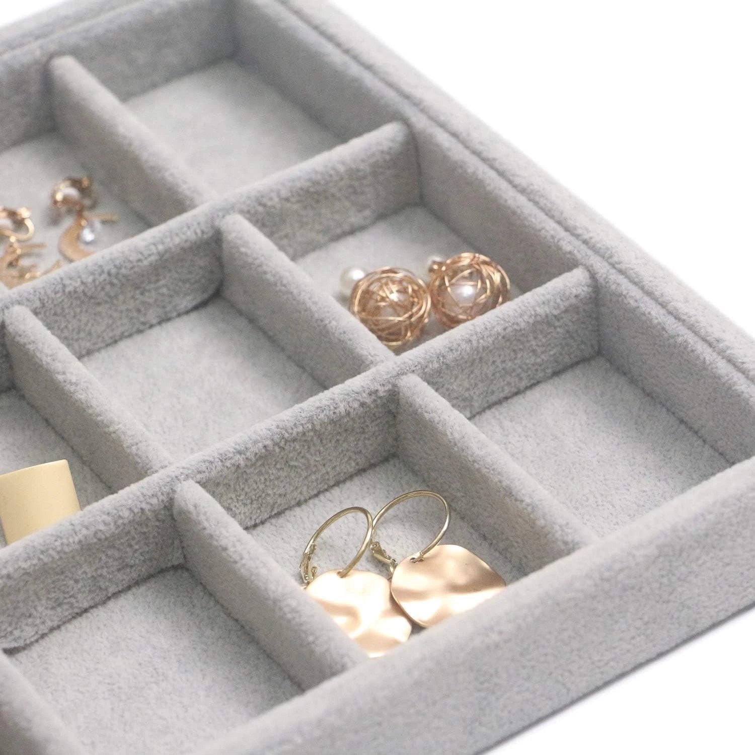 Set of 4 Stackable Velvet Jewelry Trays Organizer, Jewelry Display Storage Box S | eBay