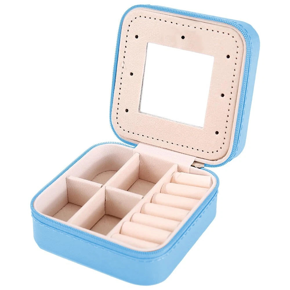 Exquisite Craftsmanship Fashion Portable Leather Jewelry Storage Box with Mirror | eBay