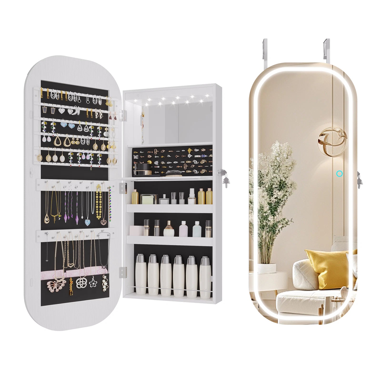 Wall/Door Mounted Jewelry Armoire Organizer Jewelry Cabinet for Bedroom | eBay