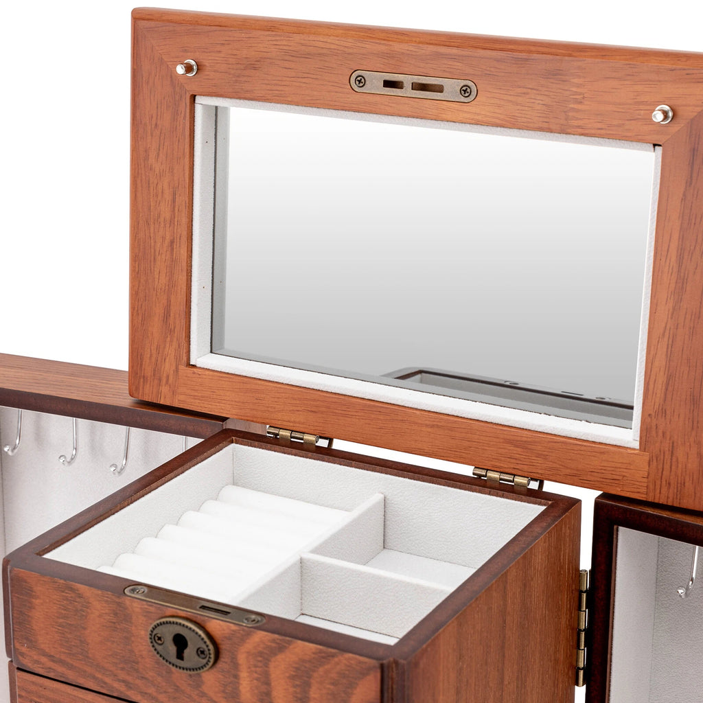 Wooden Jewelry Box Cabinet Storage Beauty 7 Drawers Case For Girls Gift New | eBay