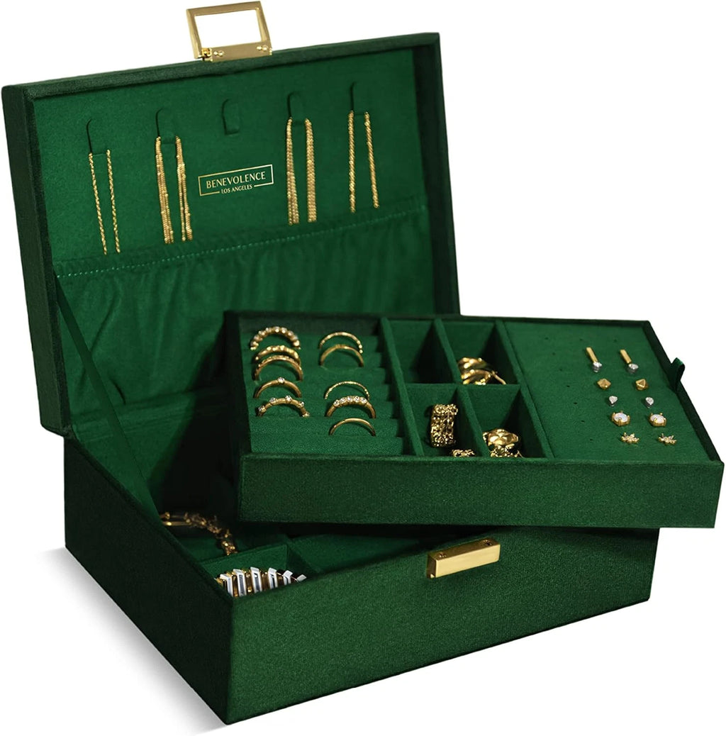 Large Jewelry Storage Box | Velvet Boxes for Women | Earring, Bracelets, Rings, | eBay