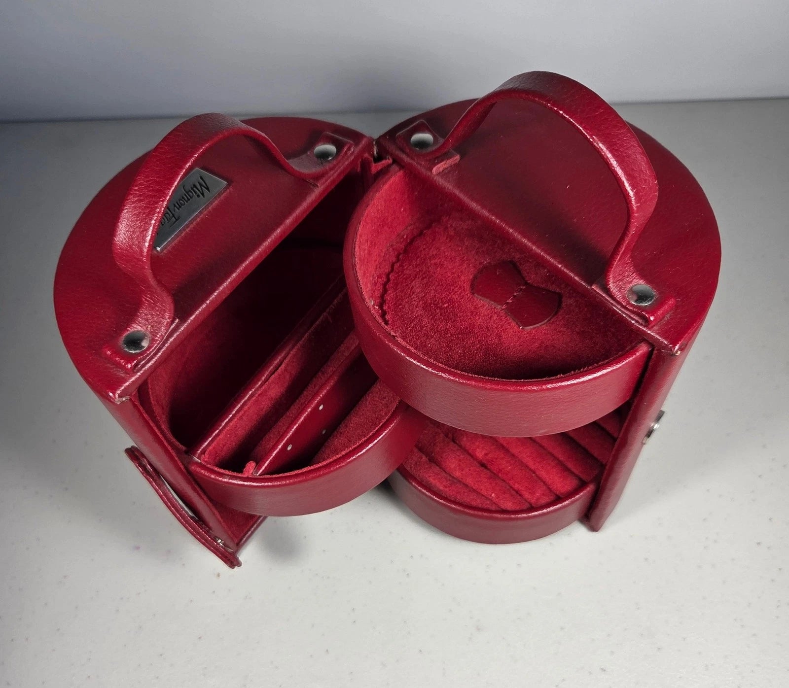 MIGNON FAGET Red Leather Travel Jewelry Organizer Box | eBay