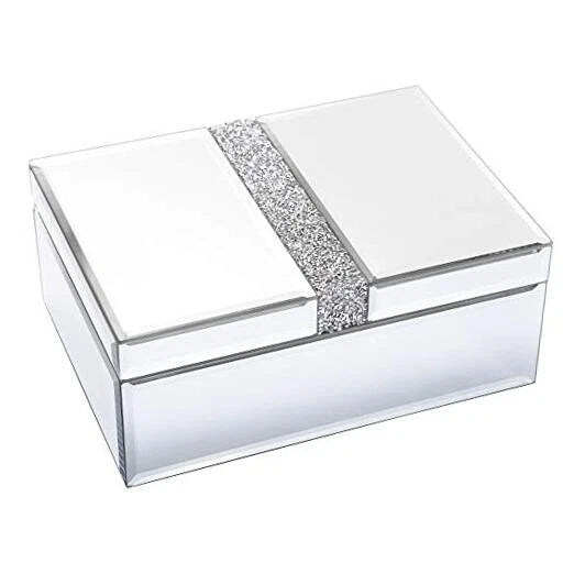 Large Diamante Glass Jewelry Box Jewelry Organizer Storage Decorative mrrored | eBay