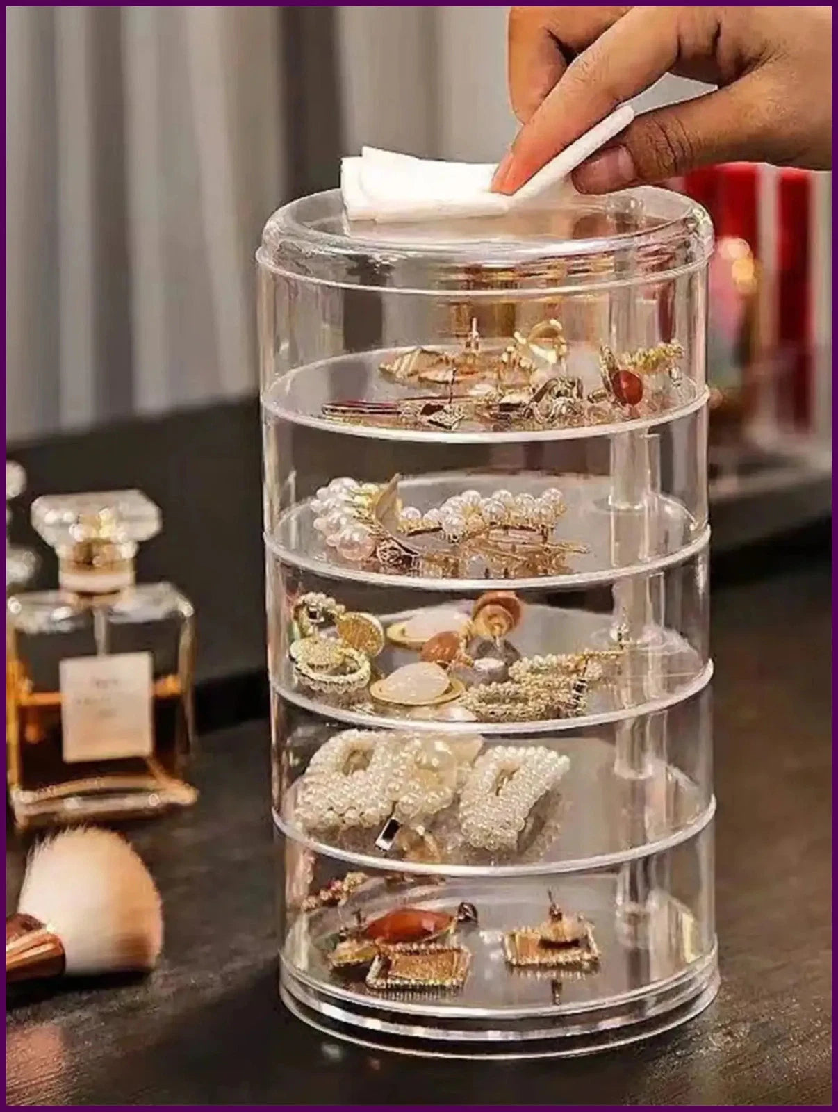 1pc Stylish & Large Capacity 3/4/5 Layers Rotating Jewelry Storage Box For | eBay