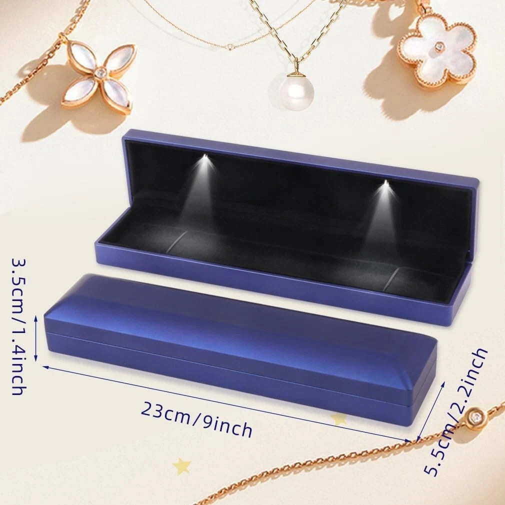 LED Jewelry Box Velvet Necklace Storage Case 9x2.2x1.4 for Women Gift | eBay