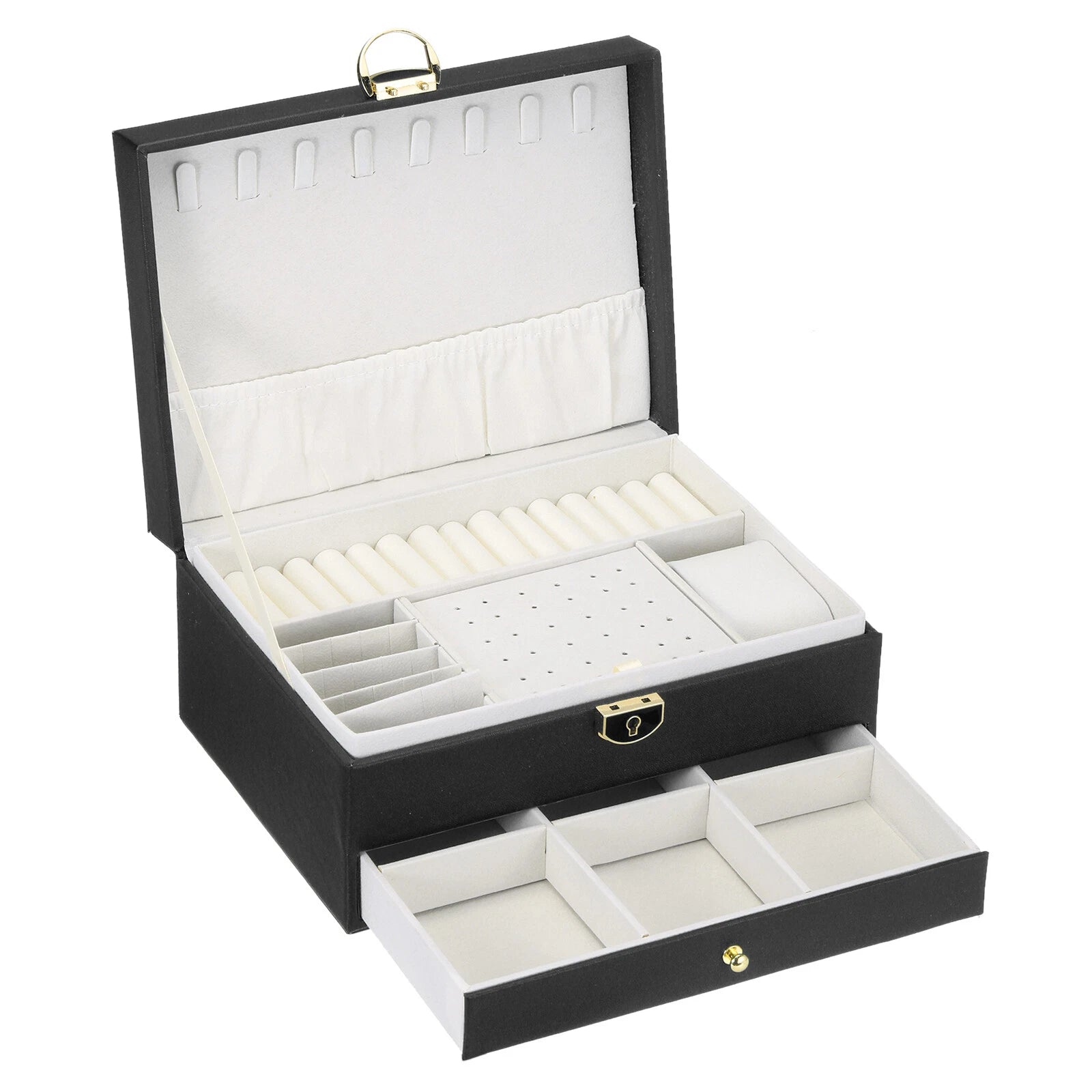 2 Layer Jewelry Box Organizer PU Leather Jewelry Storage Box for Necklace Black | eBay