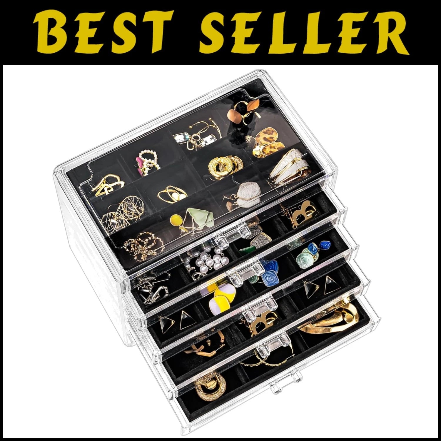 Freestanding Jewelry Storage Box with 5 Velvet Drawers - Elegant & Functional | eBay