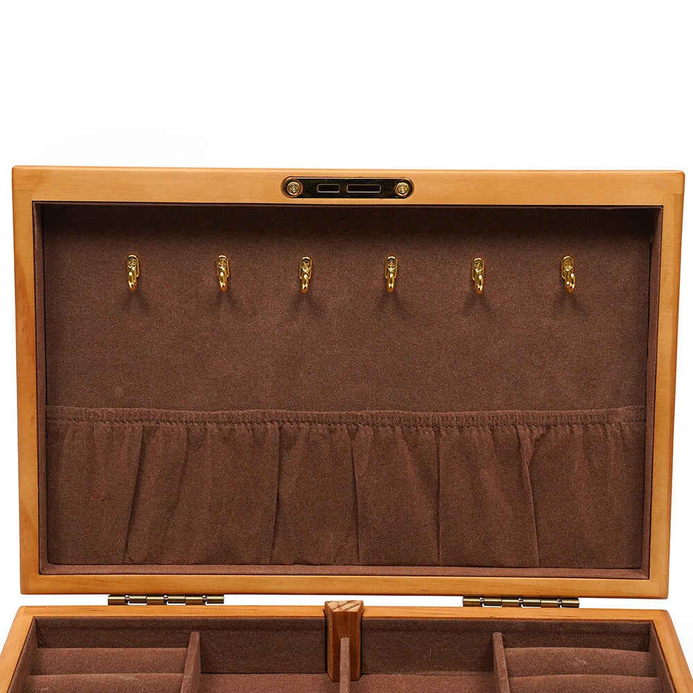 Large Wood Jewelry Boxes Wooden Storage Box without Mirror 3-Layer Lockable Desk | eBay