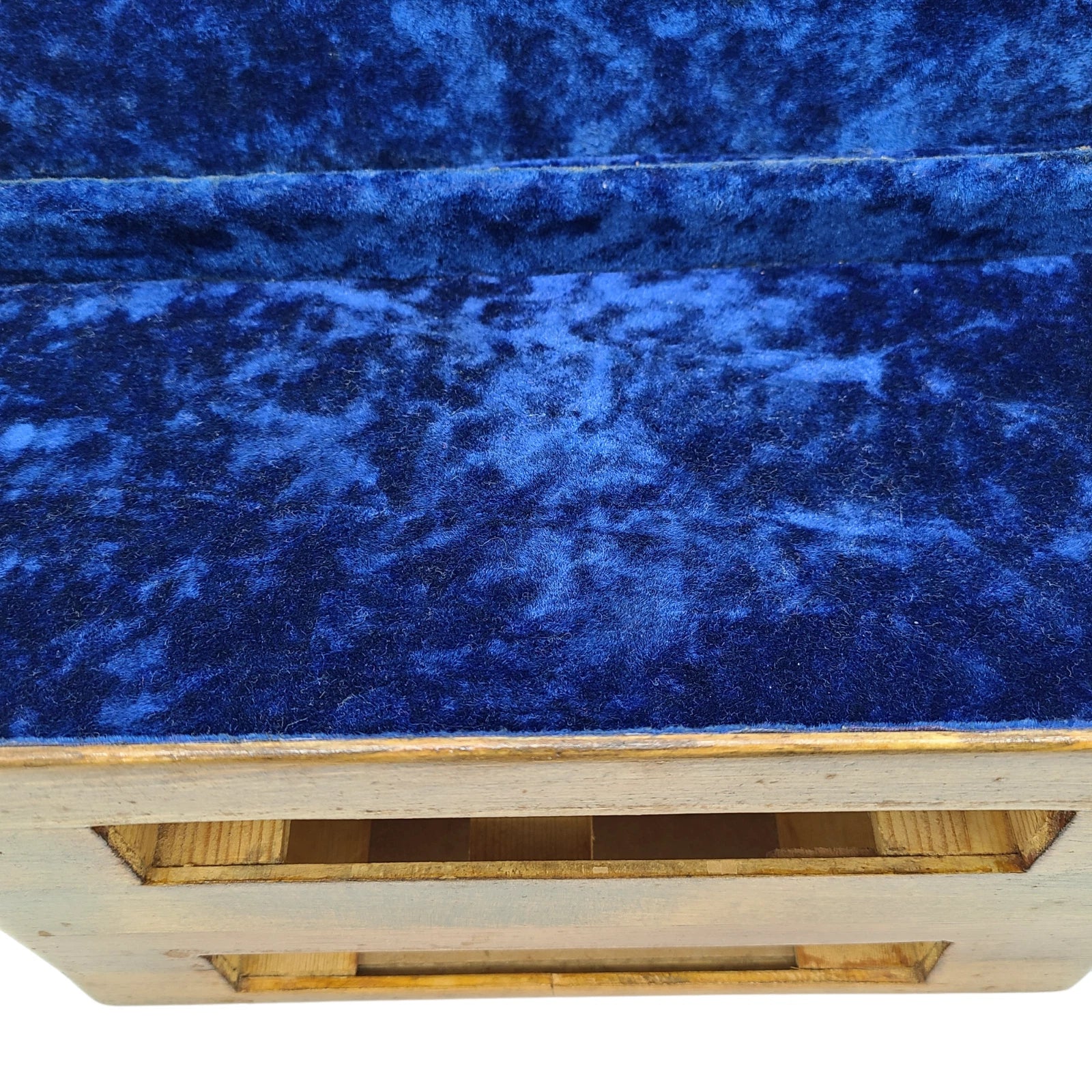 Vintage Handmade Light Brown Wooden 2 Drawer Jewelry Box With Blue Lining | eBay