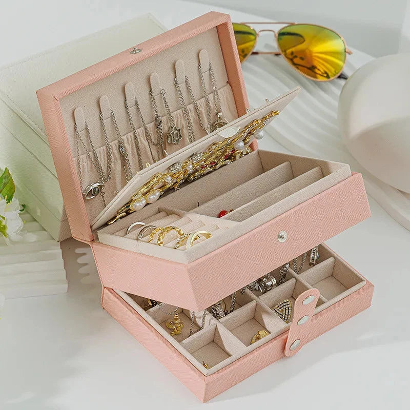 Portable Jewelry Storage Box Large Capacity Necklace Earrings Organizer Case | eBay