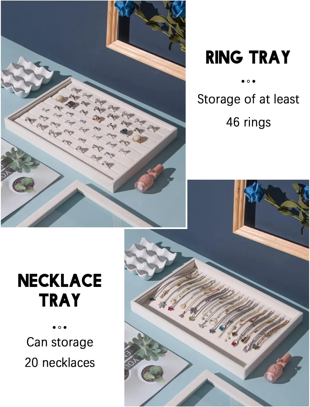 Set of 5 Stackable Jewelry Organizer Tray Necklace Earring Box Storage | eBay